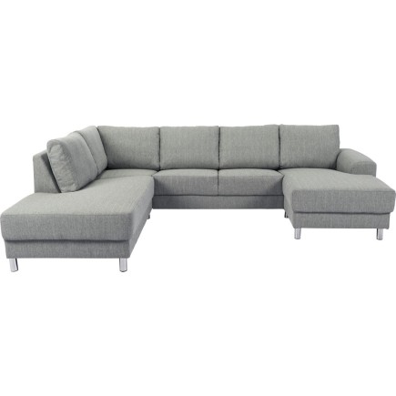 Canapé d'angle en tissu de qualité CALVI, gris clair, angle gauche