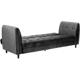 Canapé 3 places avec couchage en tissu Josty couleur gris foncé