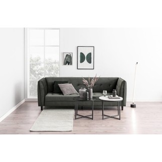 Canapé 3 places avec couchage en tissu Josty couleur gris foncé