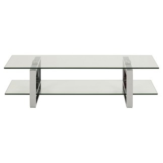 Meuble TV design en verre et acier chromé de qualité, KATY