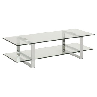 Meuble TV design en verre et acier chromé de qualité, KATY