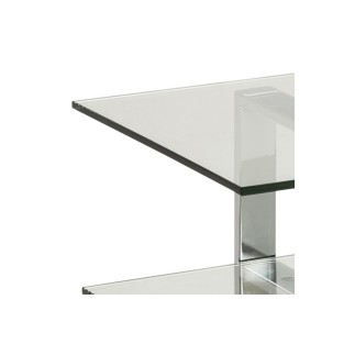 Meuble TV design en verre et acier chromé de qualité, KATY