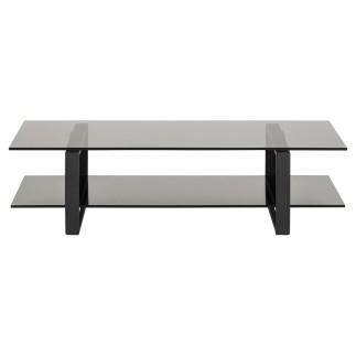 Meuble TV design en verre et acier noir mat de qualité, KATARINE