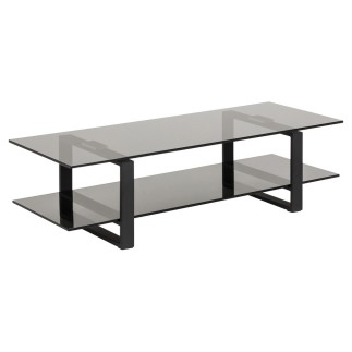 Meuble TV design en verre et acier noir mat de qualité, KATARINE