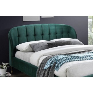 Lit double en tissu velours de qualité LITO, vert foncé, avec sommier à lattes, 160x200