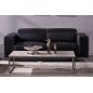 Ensemble Canapé 3 places et 2 places en cuir italien buffle VEGA, gris foncé avec surpiqure gris clair
