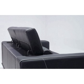 Ensemble Canapé 3 places et 2 places en cuir italien buffle VEGA, gris foncé avec surpiqure gris clair