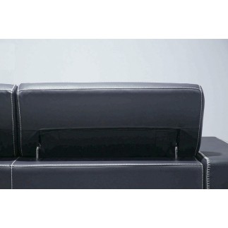 Ensemble Canapé 3 places et 2 places en cuir italien buffle VEGA, gris foncé avec surpiqure gris clair
