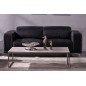 Ensemble Canapé 3 places et 2 places et fauteuil 1 place en cuir italien buffle VEGA, gris foncé avec surpiqure gris clair