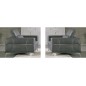 Ensemble 2 fauteuils 1 place en cuir italien buffle VEGA, gris foncé avec surpiqure gris clair