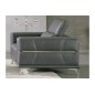 Ensemble 2 fauteuils 1 place en cuir italien buffle VEGA, gris foncé avec surpiqure gris clair