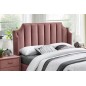 Lit double en tissu velours de qualité MONOTI, rose pale, avec sommier à lattes, 160x200