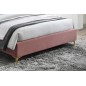 Lit double en tissu velours de qualité MONOTI, rose pale, avec sommier à lattes, 160x200