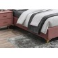Lit double en tissu velours de qualité MONOTI, rose pale, avec sommier à lattes, 160x200