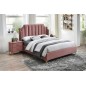 Lit double en tissu velours de qualité MONOTI, rose pale, avec sommier à lattes, 160x200