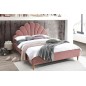 Lit double en tissu velours de qualité SANIA, rose pale, avec sommier à lattes, 160x200