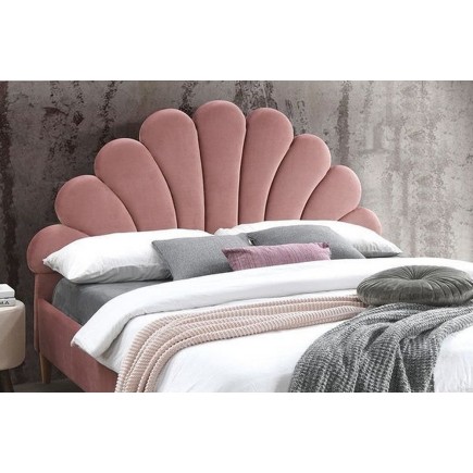 Lit double en tissu velours de qualité SANIA, rose pale, avec sommier à lattes, 160x200