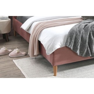 Lit double en tissu velours de qualité SANIA, rose pale, avec sommier à lattes, 160x200