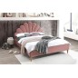 Lit double en tissu velours de qualité SANIA, rose pale, avec sommier à lattes, 160x200