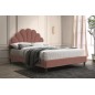 Lit double en tissu velours de qualité SANIA, rose pale, avec sommier à lattes, 160x200