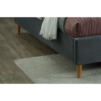 Lit double en tissu velours de qualité SANIA, gris, avec sommier à lattes, 160x200