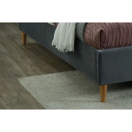 Lit double en tissu velours de qualité SANIA, gris, avec sommier à lattes, 160x200