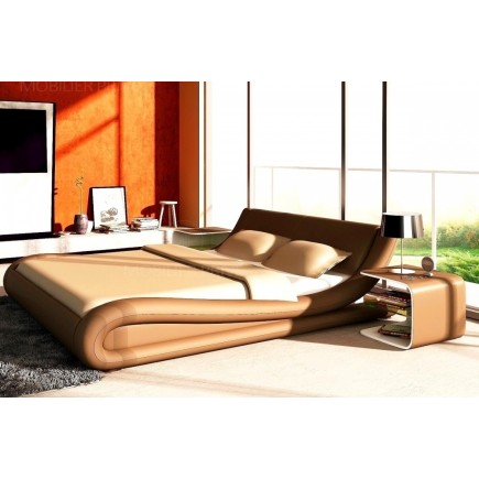 Lit en cuir italien de luxe DREAM, marron