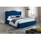 Lit double en tissu velours de qualité ASMA, bleu, avec sommier à lattes, 160x200