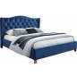 Lit double en tissu velours de qualité ASMA, bleu, avec sommier à lattes, 160x200