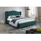 Lit double en tissu velours de qualité ASMA, vert, avec sommier à lattes, 160x200