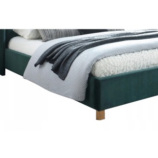 Lit double en tissu velours de qualité ASMA, vert, avec sommier à lattes, 160x200