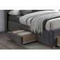 Lit double en tissu velours de qualité ASENA, gris, avec sommier à lattes, 160x200