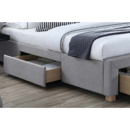 Lit double en tissu velours de qualité ELENA, gris, avec sommier à lattes, 160x200