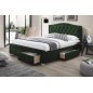 Lit double en tissu velours de qualité ELVIRA, vert, avec sommier à lattes, 160x200
