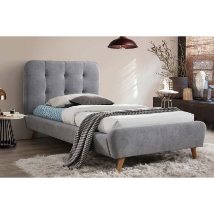 Lit en tissu de qualité TINA, gris, 90x200