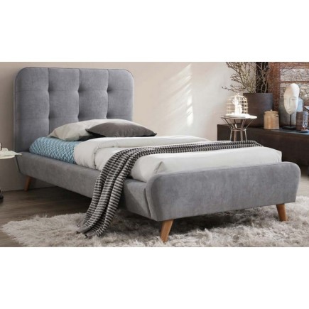 Lit en tissu de qualité TINA, gris, 90x200
