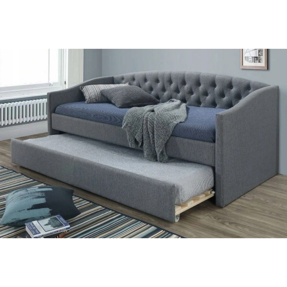Lit en tissu de qualité ALINA, gris, 90x200