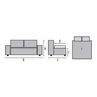 Canapé banquette convertible 2 places en tissu de qualité, gris, ZIPPO