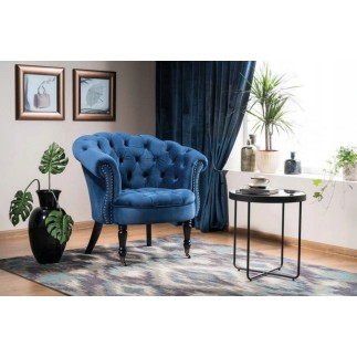 Fauteuil en tissu velours de qualité, bleu, PHENIX, Fauteuil 1 place