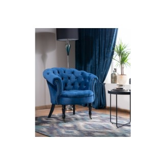 Fauteuil en tissu velours de qualité, bleu, PHENIX