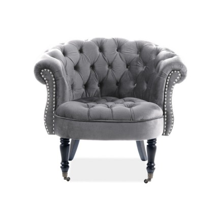 Fauteuil en tissu velours de qualité, gris, PHENIX