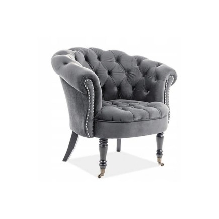 Fauteuil en tissu velours de qualité, gris, PHENIX, Fauteuil 1 place