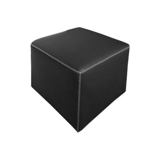 Pouf carré BUFFALO en cuir de buffle (gamme de cuir de buffle), noir