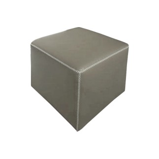 Pouf carré BUFFALO en cuir de buffle (gamme de cuir de buffle), gris clair