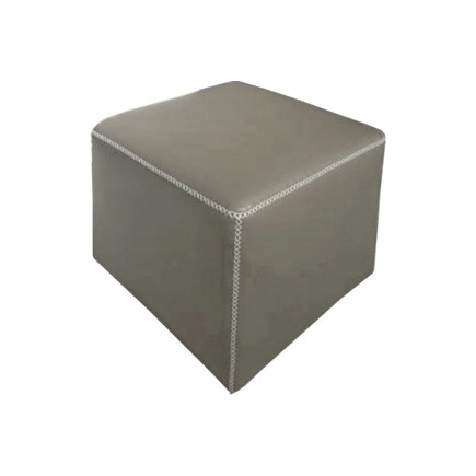 Pouf carré BUFFALO en cuir de buffle (gamme de cuir de buffle), gris clair