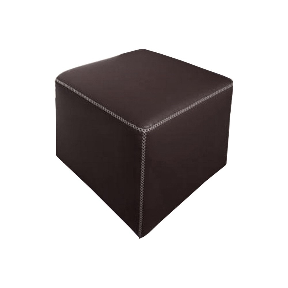 Pouf carré BUFFALO en cuir de buffle (gamme de cuir de buffle), chocolat