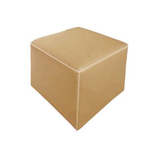 Pouf carré BUFFALO en cuir de buffle (gamme de cuir de buffle), beige