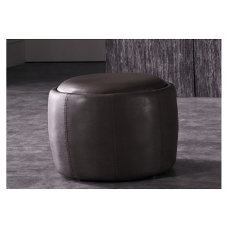 Pouf rond BUFFALINO en cuir de buffle (gamme de cuir de buffle), CHOCOLAT