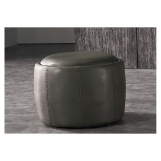 Pouf rond BUFFALINO en cuir de buffle (gamme de cuir de buffle), gris foncé