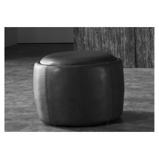 Pouf rond BUFFALINO en cuir de buffle (gamme de cuir de buffle), noir